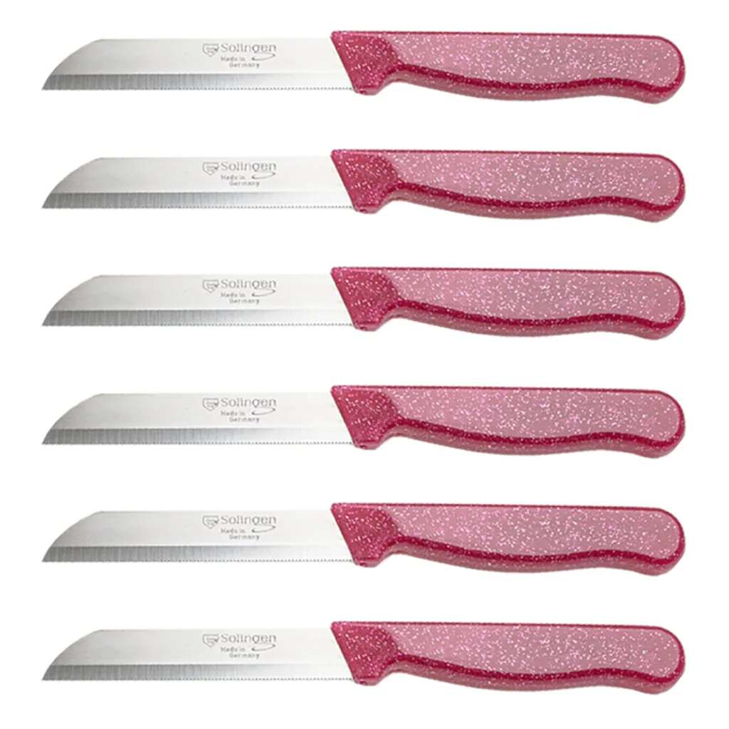 SOLINGEN Messer Allzweckmesser Pink Flitter Obstmesser Sehr scharf Schälmesser, Stückzahl:100 Stück